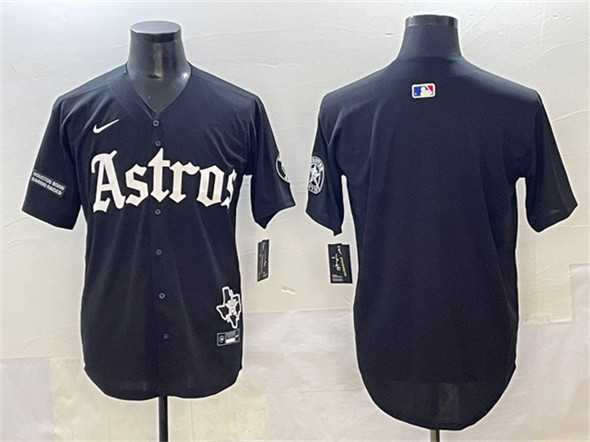 Men%27s Houston Astros Blank Black Gothic %27Houston Born Barrio Raised%27 Limited Stitched Jersey